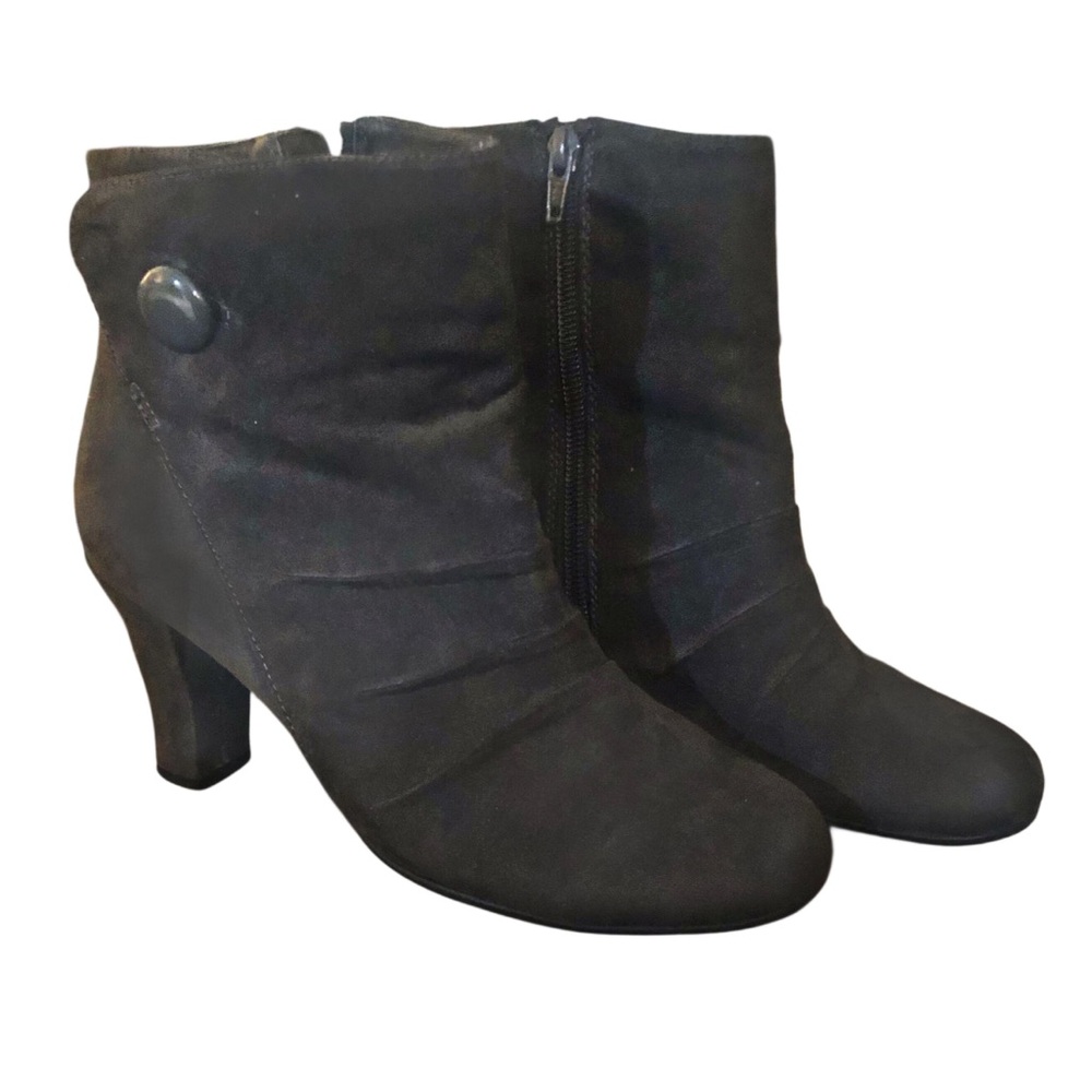 Aerosol Dark Taupe Faux Suede Ankle Bootie Size 8